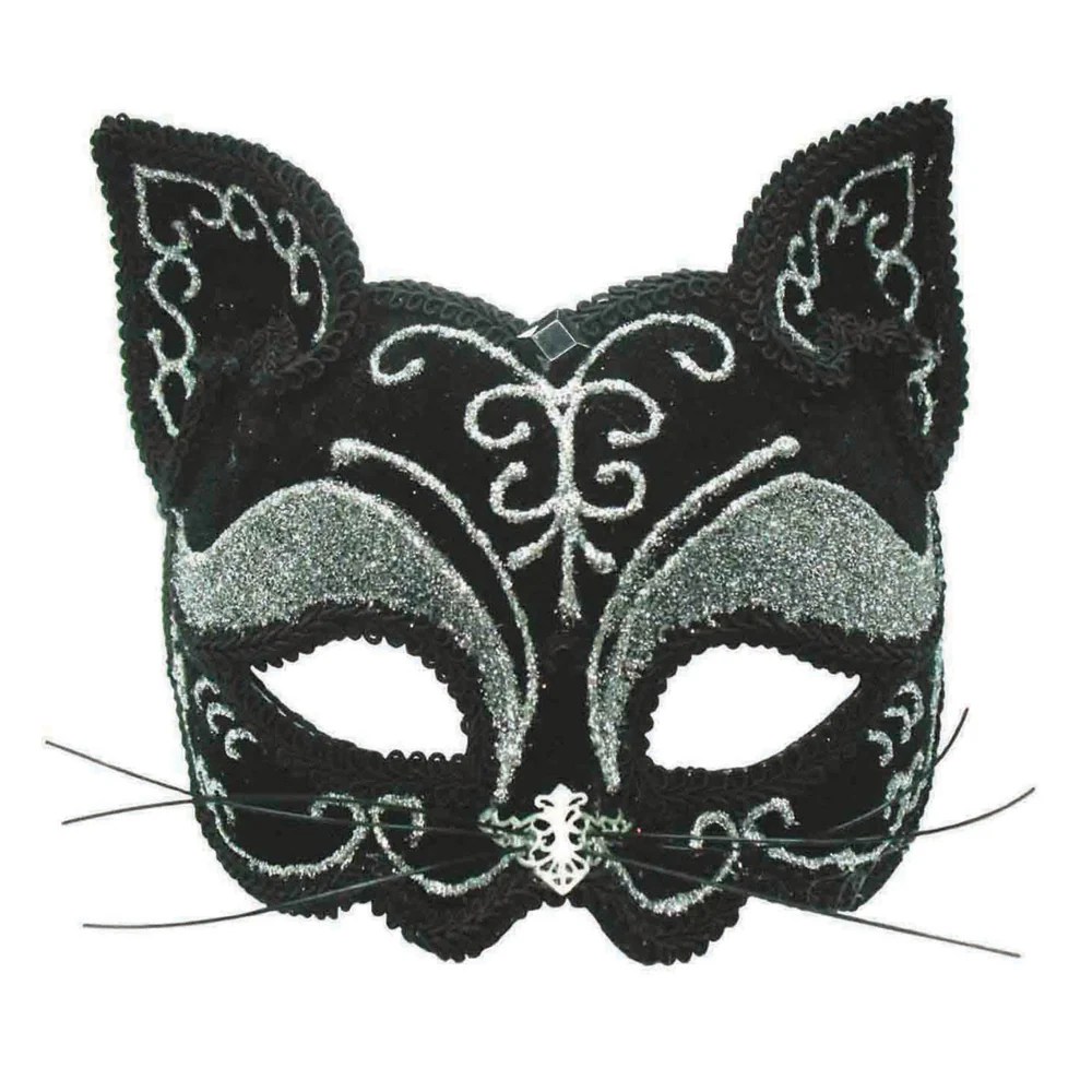 Lace woman's black cat mask